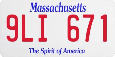 MA license plate 9LI671