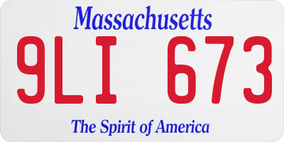 MA license plate 9LI673