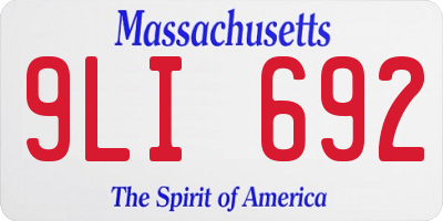 MA license plate 9LI692
