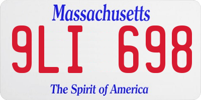 MA license plate 9LI698
