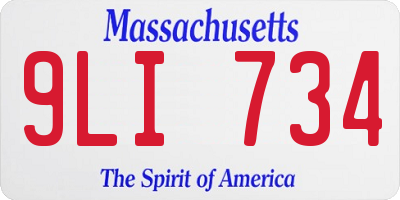 MA license plate 9LI734
