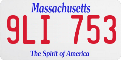 MA license plate 9LI753