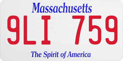 MA license plate 9LI759