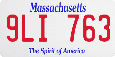 MA license plate 9LI763