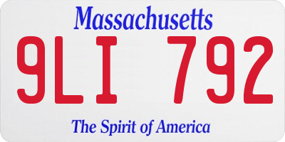 MA license plate 9LI792