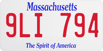 MA license plate 9LI794