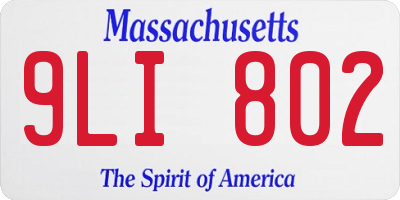 MA license plate 9LI802