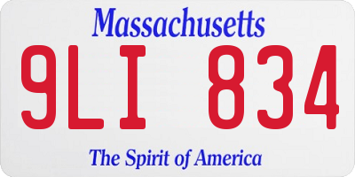 MA license plate 9LI834