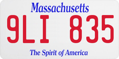 MA license plate 9LI835