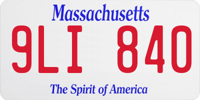 MA license plate 9LI840