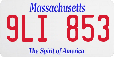 MA license plate 9LI853