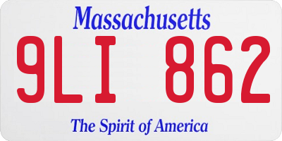 MA license plate 9LI862