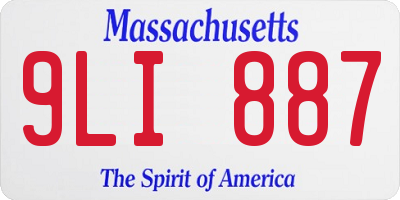 MA license plate 9LI887