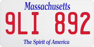 MA license plate 9LI892