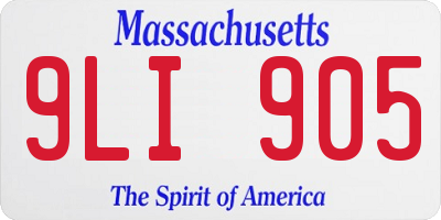 MA license plate 9LI905