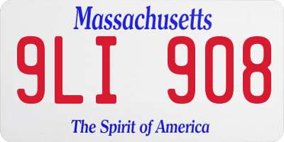MA license plate 9LI908