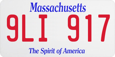 MA license plate 9LI917