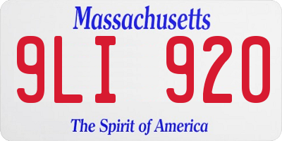 MA license plate 9LI920