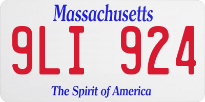 MA license plate 9LI924
