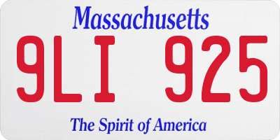 MA license plate 9LI925