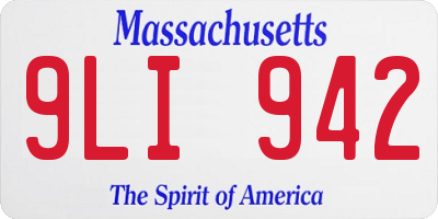 MA license plate 9LI942