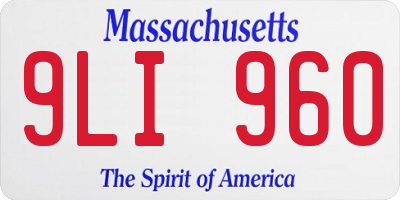 MA license plate 9LI960