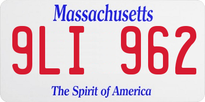 MA license plate 9LI962