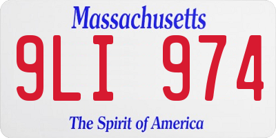MA license plate 9LI974