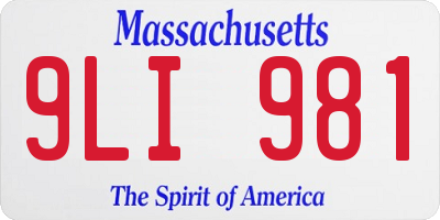 MA license plate 9LI981