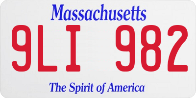 MA license plate 9LI982