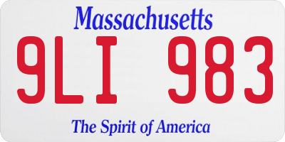 MA license plate 9LI983
