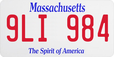 MA license plate 9LI984