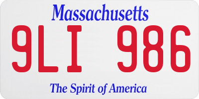 MA license plate 9LI986