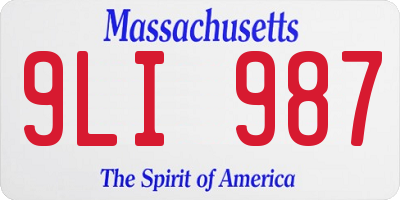 MA license plate 9LI987
