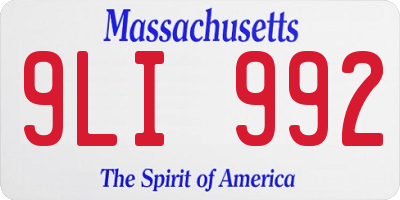 MA license plate 9LI992