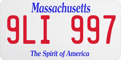MA license plate 9LI997