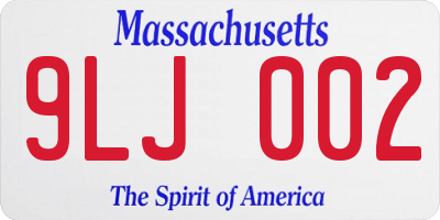 MA license plate 9LJ002