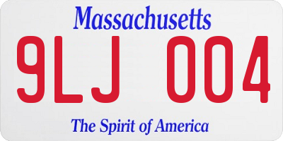 MA license plate 9LJ004