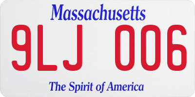 MA license plate 9LJ006