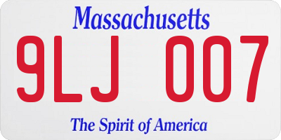 MA license plate 9LJ007