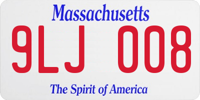 MA license plate 9LJ008