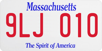 MA license plate 9LJ010