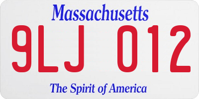MA license plate 9LJ012