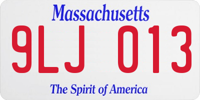MA license plate 9LJ013