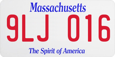 MA license plate 9LJ016