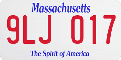 MA license plate 9LJ017