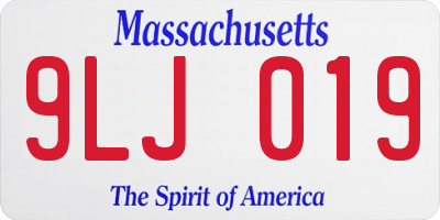 MA license plate 9LJ019