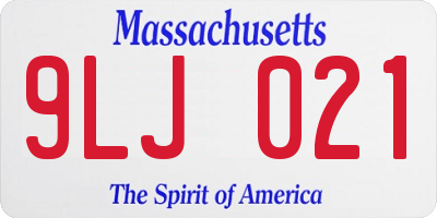 MA license plate 9LJ021