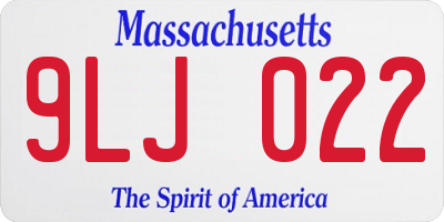 MA license plate 9LJ022