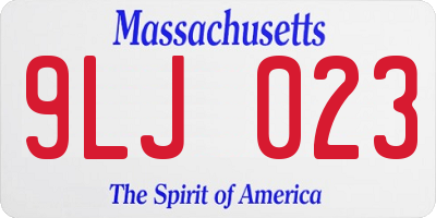 MA license plate 9LJ023